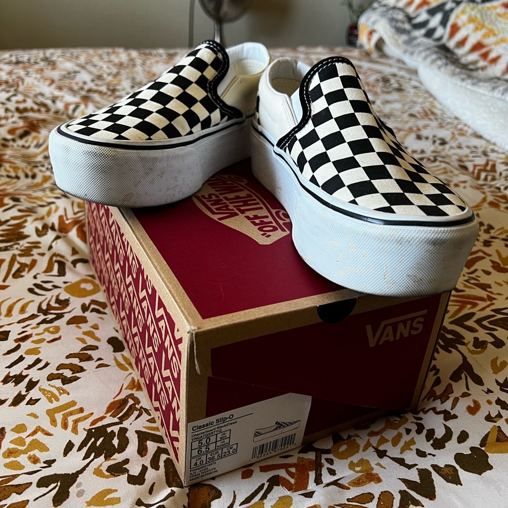 Vans stacked check slip on